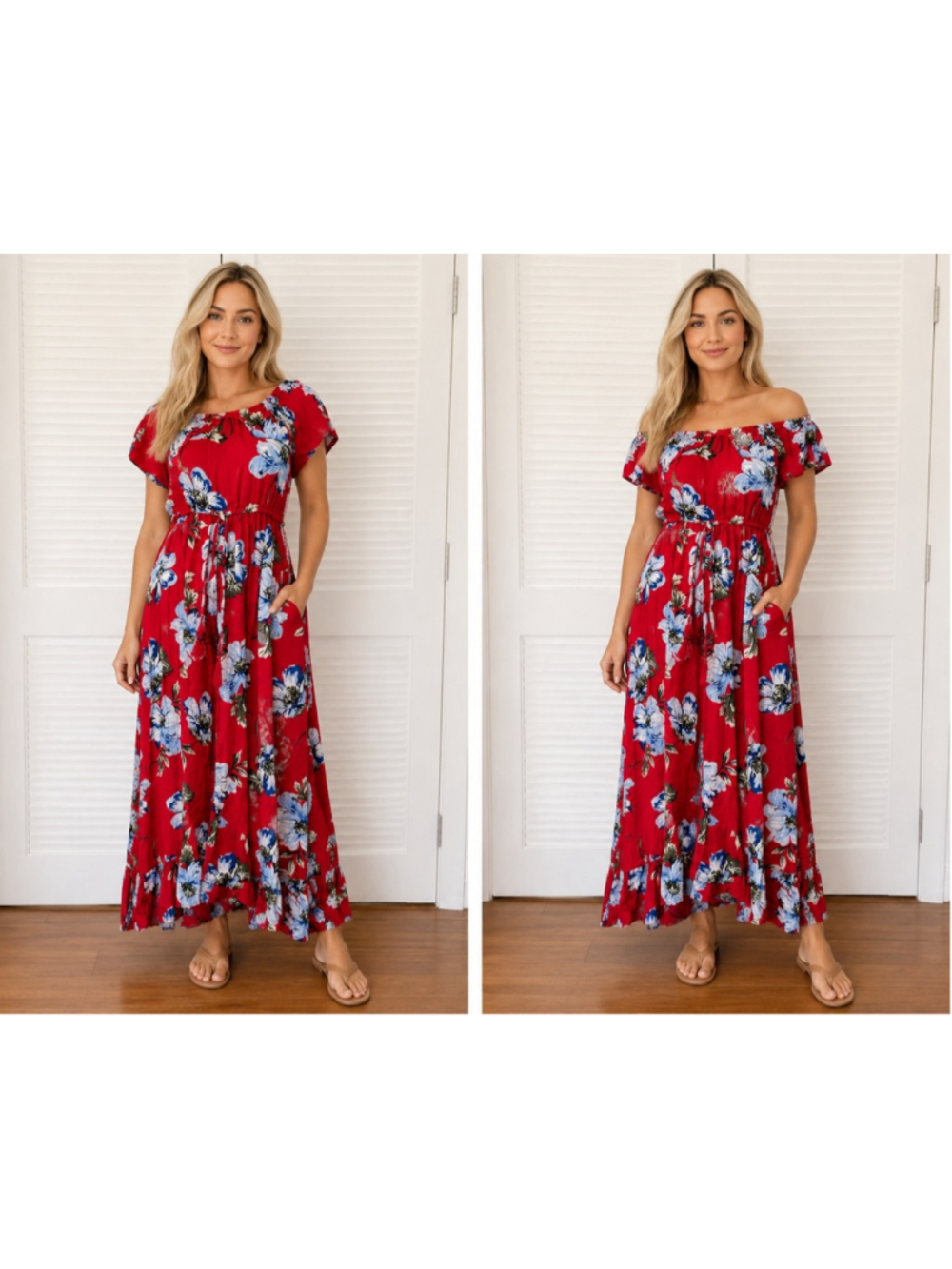 Band of Gypsies Red Floral Off Shoulder High Low Maxi Dress XS NWT